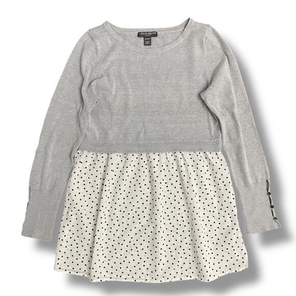 A Pea in the Pod Maternity Gray Polka Dot Tunic Top Long Sleeve Size M - Picture 1 of 8